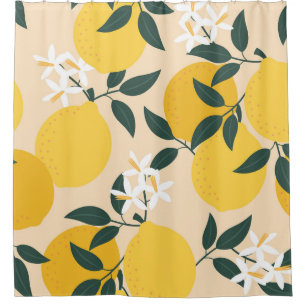 Cortina Para Box Limão Vintage: Textura de Fruta sem costura.