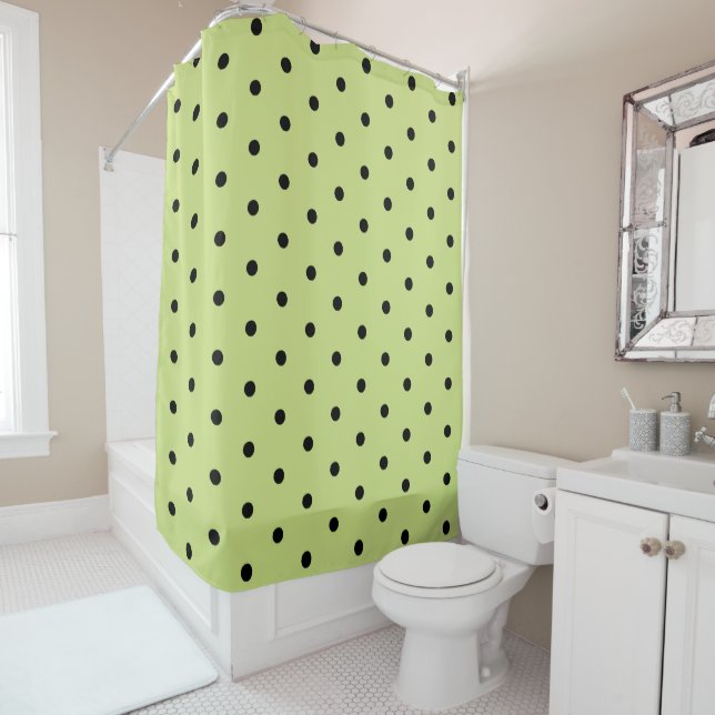 Cortina Para Box Lime Chartreuse Caprichoso Bolinhas Pretas (In Situ)
