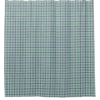 Cortina Para Box Lime Green Purple Plaid Shower Curtain