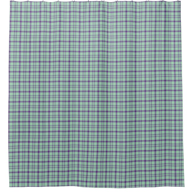 Cortina Para Box Lime Green Purple Plaid Shower Curtain (Frente)
