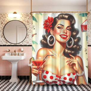 Cortina Para Box Linda ilustração da Retro-Mulher