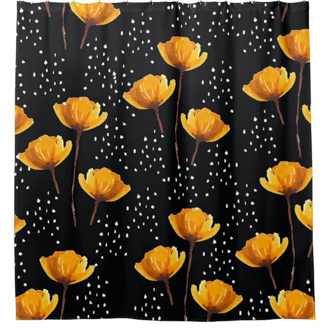 Cortina Para Box Linda ilustração de flores e bolinhas (Frente)