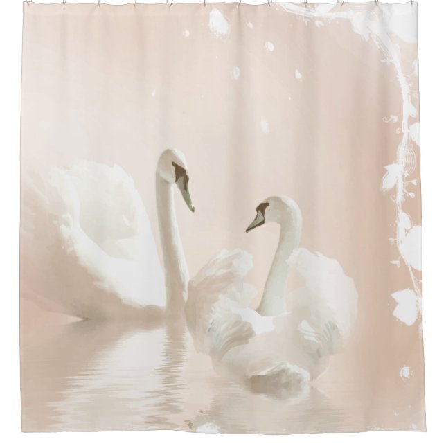 Cortina Para Box Lindos Swans Watercolor (Frente)