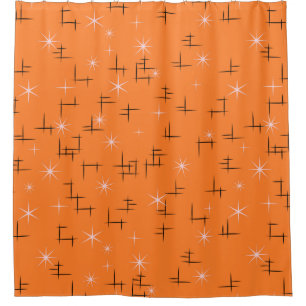 Cortina Para Box Linhas alaranjadas do abstrato do fundo e estrelas