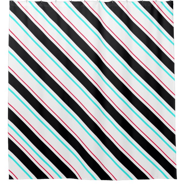 Cortina Para Box Linhas de Grelha Regional Preto Branco Escorregado (Frente)