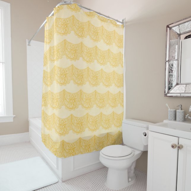 CORTINA PARA BOX LINHAS DE PADRÕES DE PASTEL AMARELO DE LACE (In Situ)