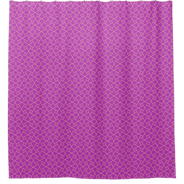 Cortina Para Box Linhas Geométricas do Dourado Efeito Islâmico Roxo (Frente)