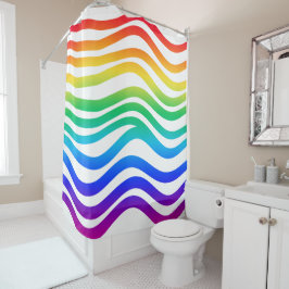 Cortina Para Box Linhas onduladas grossas, de cor arco-íris