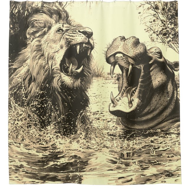 Cortina Para Box Lion e uma Luta de Hippo (Frente)