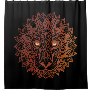 Cortina Para Box Lion Mandala Ornamental, Lion Mandala Desenhado À
