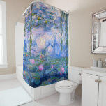 Cortina Para Box Lírios de água<br><div class="desc">Esta cortina de chá caracteriza uma de mais de 200 pinturas do lírio de água de uma série por Claude Monet impressionista francês. Esta pintura,  terminada em 1919,  caracteriza máscaras do azul e do rosa.</div>