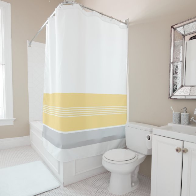 Cortina Para Box Listrado de Cinza Amarelo Alegre (In Situ)