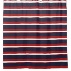 Cortina Para Box Listras Azul Marinho Branco Vermelho Listra Náutic