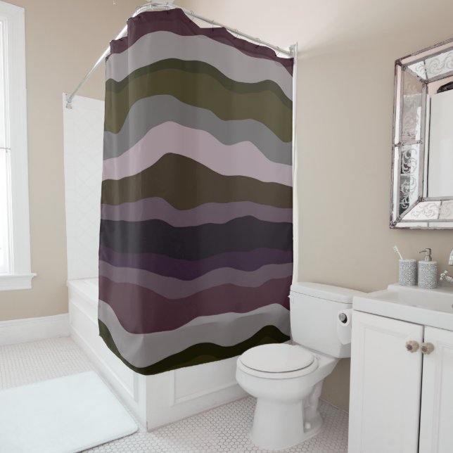 Cortina Para Box Listras de Oliva e Roxo (In Situ)