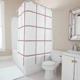 Cortina Para Box Listras Geométricas em Ouro Rosé e Branco