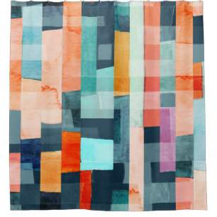 Cortina Para Box Listras geométricas multicolores, padrão de tendên