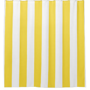 Cortina Para Box Listras Largas Clássicas, Amarelo-Limão e Branco