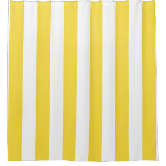 Cortina Para Box Listras Largas Clássicas, Amarelo-Limão e Branco