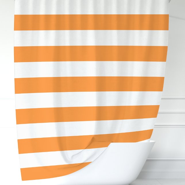 Cortina Para Box Listras Largas Laranja e Branco Modernas (Criador carregado)