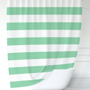 Cortina Para Box Listras Largas Modernas em Verde Menta e Branco