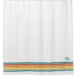 Cortina Para Box Listras Minimalistas Monogramadas Retrô