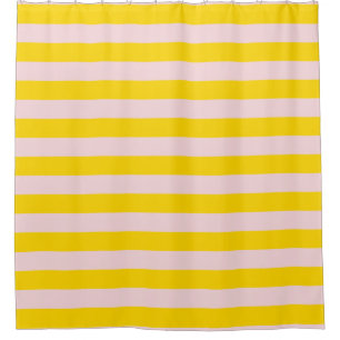 Cortina Para Box Listras Náuticas Amarelo Rosa Horizontal