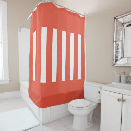 Cortina Para Box Listras no meio. Laranja Vermelho e branco.