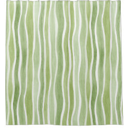 Cortina Para Box Listras Onduladas de Creme Verde Limão