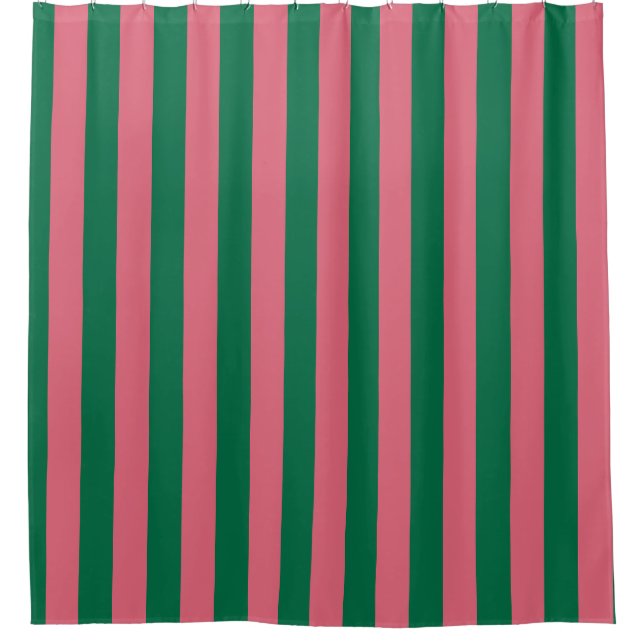 Cortina Para Box Listras Rosa Doce Picles Verde (Frente)