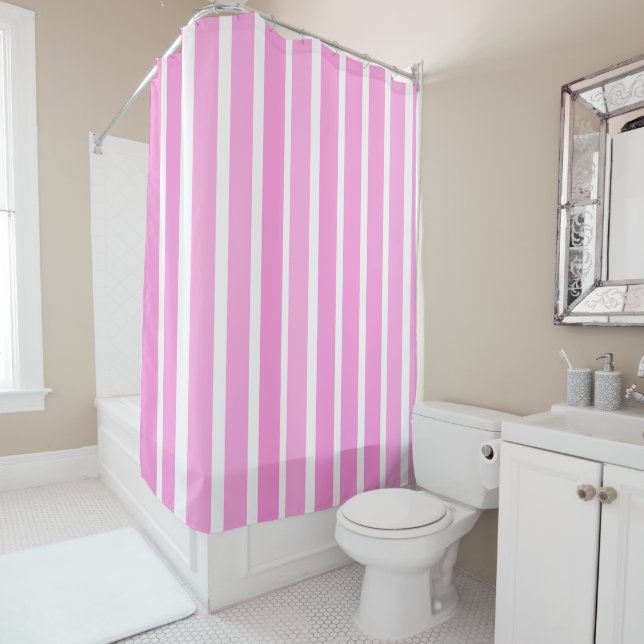 Cortina Para Box Listras Rosa e Branco (In Situ)