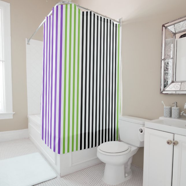 Cortina Para Box Listras Roxo Verde Preto (In Situ)