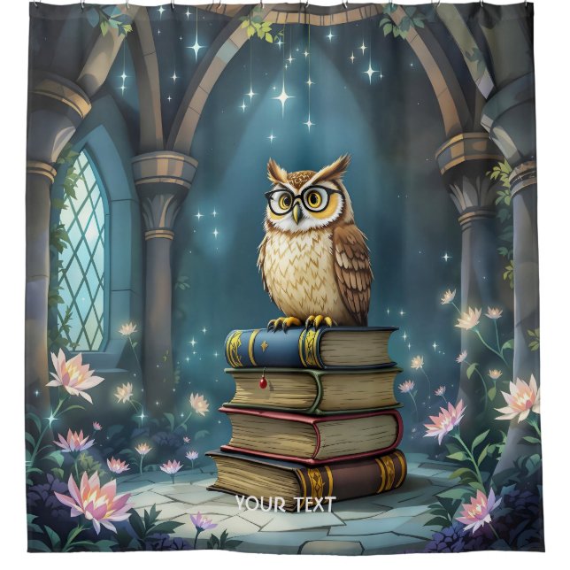 Cortina Para Box Livros de óculos de coruja fantasma (Frente)