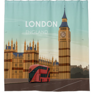 Cortina Para Box London England Big Ben Viagens vintage