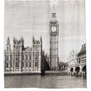 Cortina Para Box Londres antiga, preto e branco.