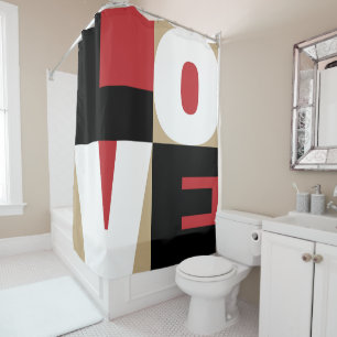 Cortina Para Box Love Red Black Sleek Letter Art Design