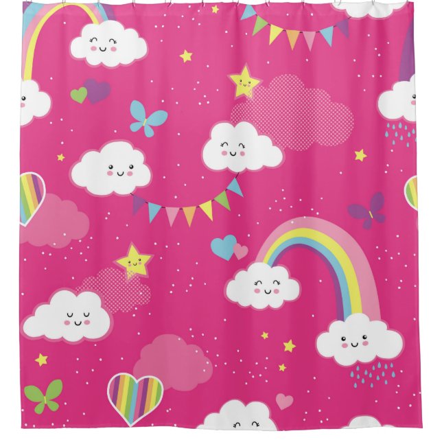 Cortina Para Box Lovely Pink Rainbow Sky repeating pattern. A seaml (Frente)