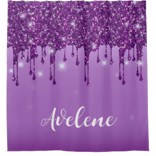 Cortina Para Box Lúpulo Roxo Glitter Gota Monograma