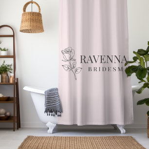 Cortina Para Box Luxo Arte de Linha Rosa Bege Personalizado Nome