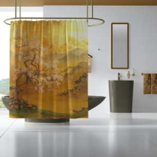 Cortina Para Box Luxuoso Amanhecer Dourado Opulento Inspirado no Ex