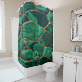 Cortina Para Box Luxury Emerald Malachite Green Marble Abstract