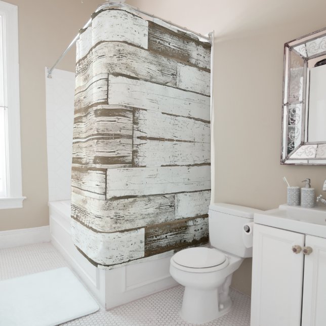 Cortina Para Box madeira branca cinza de madeira branca (In Situ)