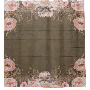 Cortina Para Box Madeira Floral Escura Floral Rosa Da Casa Fértica