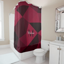 Cortina Para Box Magenta rosa vermelho padrão de geometria preto Mo