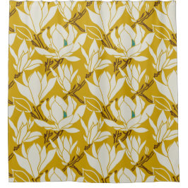 Cortina Para Box Magnolia graphic in mustard pattern