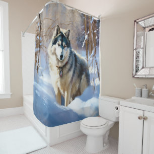 Cortina Para Box Malamute Aaskan Deixe Nevar Natal