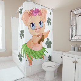 Cortina Para Box Maldito fundo branco de porco havaiano dançante