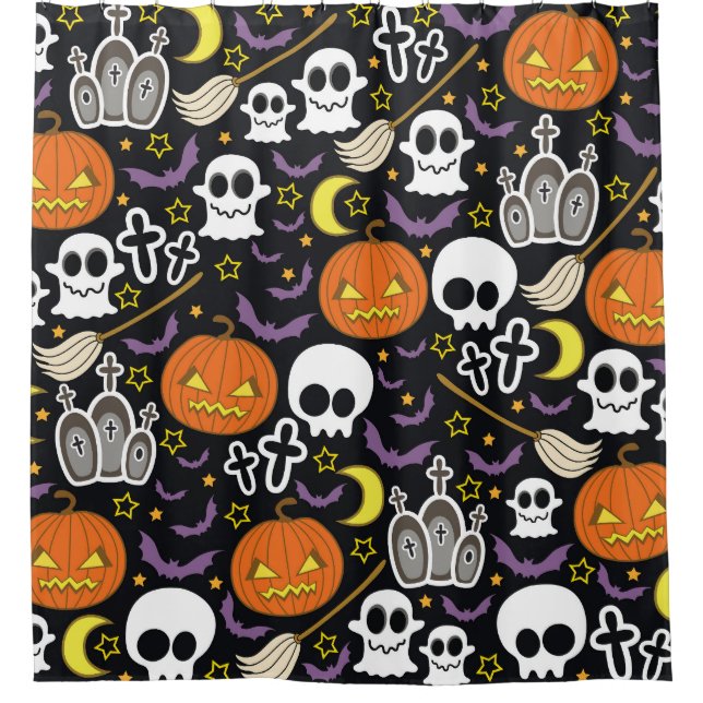 Cortina Para Box Maldito Halloween: O Design de fundo do tema. (Frente)