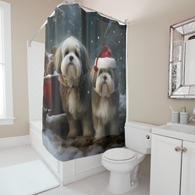 Cortina Para Box Malti tzu Snowy Sleigh Decoração de Natal (In Situ)