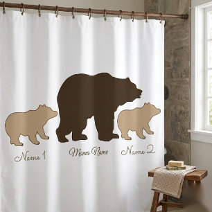 Cortina Para Box Mama Urso Personalizada Com 2 Nomes de Filhos Pres