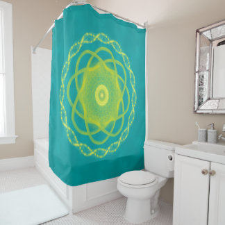 Cortina Para Box Mandala Radiante - Design Geométrico em Azul Turqu